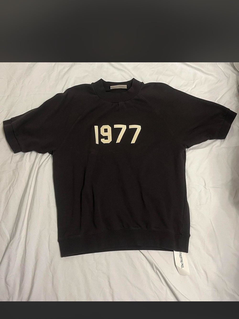 Essentials Black Crewneck Sweatshirt with Cream Label